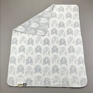 NWT Pottery Barn Kids Star Wars R2-D2 Baby Stroller Blanket 30x40 Gray Plush